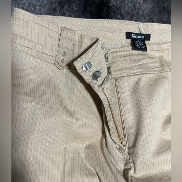 Simax Women 10 Stretch Beige Stripe Wide Leg Pedal Push Pants - Picture 3 of 10